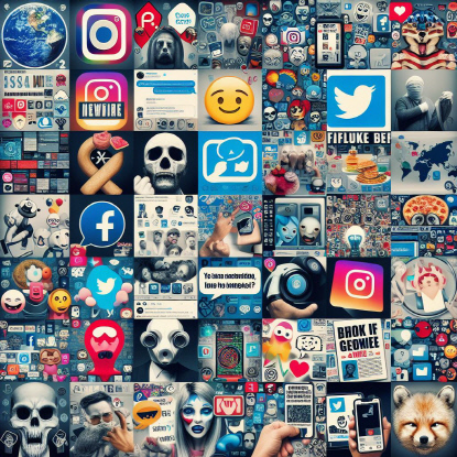 MS(마이크로소프트) 빙에 '소셜미디어와 가짜뉴스'라는 지시어를 주자 AI가 생성한 이미지.